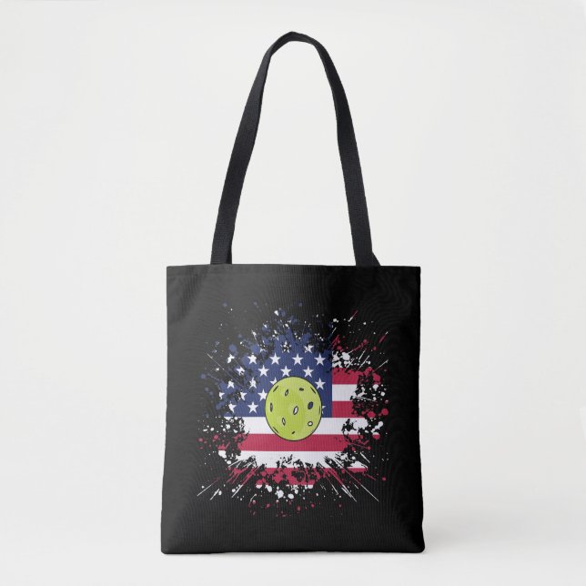 Tote Bag Drapeau américain Pickleball Racket Paddle Ball (Devant)