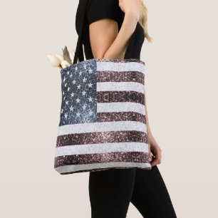 Tote Bag Drapeau américain rouge rustique brillant parties