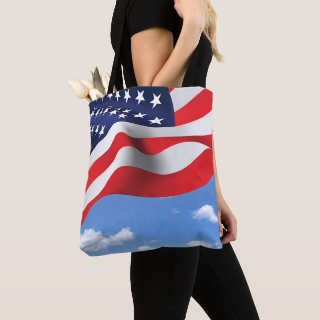 Tote Bag Drapeau Américain Sur Sky (De près)