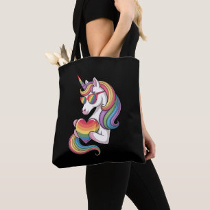 Tote Bag Drapeau arc-en-ciel de la Licorne de Fierté Gay LG