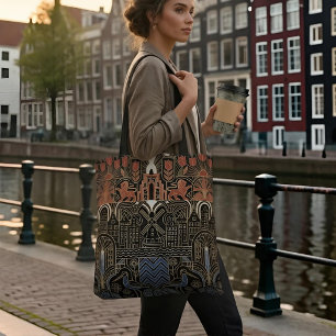Tote Bag Drapeau Art Déco du patrimoine   Nom personnalisé 