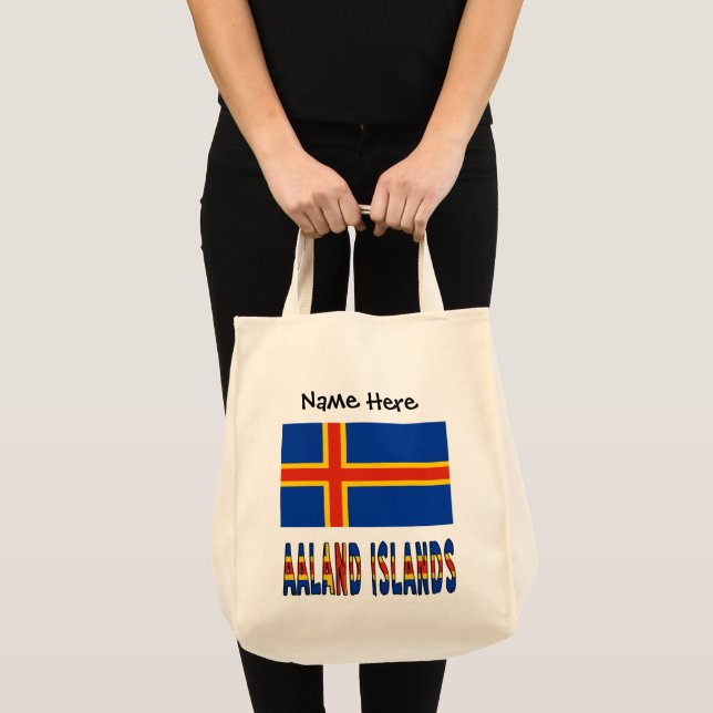 Tote Bag Drapeau Ashland Islands Ålander Personnalisé (Devant (produit))