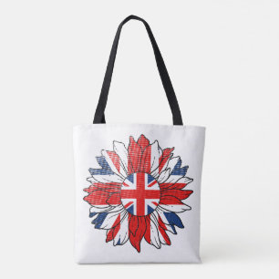 Tote Bag Drapeau britannique Tournesol Effet Distressé Femm