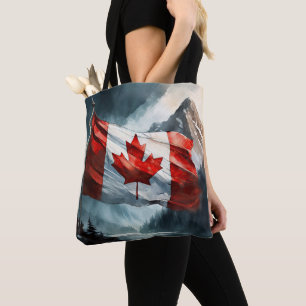 Tote Bag Drapeau canadien des montagnes Rocheuses en aquare