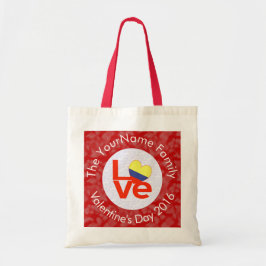 Tote Bag Drapeau colombien lettres rouges AMOUR blanc sur r