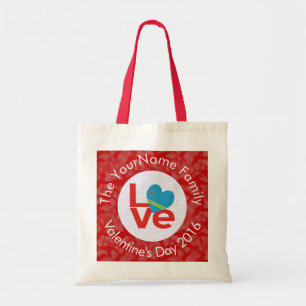 Tote Bag Drapeau d'Aruba Lettres rouges AMOUR blanc sur rou