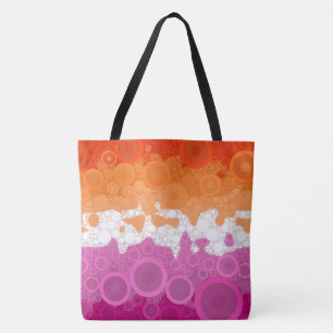 Tote Bag Drapeau de fierté lesbienne abstrait groovy bohème