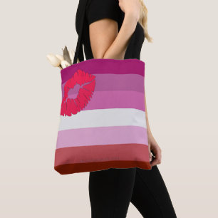 Tote Bag Drapeau de fierté lesbienne au rouge à lèvres Slip