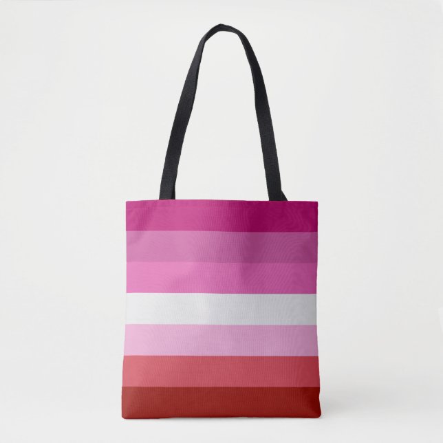 Tote Bag Drapeau de fierté lesbienne rose, blanc, bandes ro (Devant)