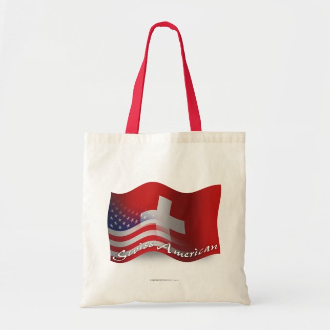 Tote Bag Drapeau de ondulation Suisse-Américain (Devant)