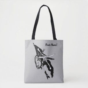 Tote Bag Drapeau de pirates vintage, crâne et os croisés Jo