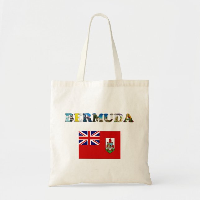 Tote Bag Drapeau des Bermudes et plage tropicale Photo (Devant)