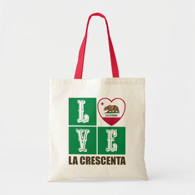 Tote Bag Drapeau d'État de Californie Coeur La Crescenta (Devant)