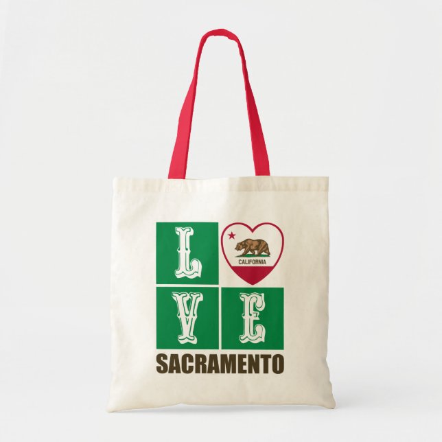 Tote Bag Drapeau d'État de Californie Coeur Sacramento (Devant)