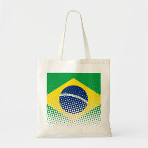 Tote Bag Drapeau Du Brésil Avec Effet Halftone