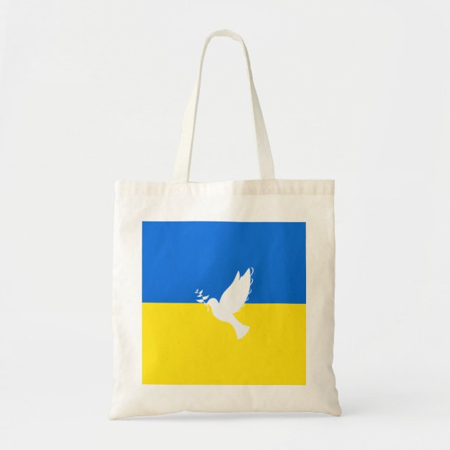 Tote Bag Drapeau d'Ukraine - Dove of Peace - Freedom - Peac (Devant)
