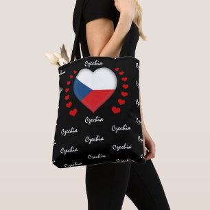 Tote Bag Drapeau et coeur tchèques, mode / sport, drapeau d