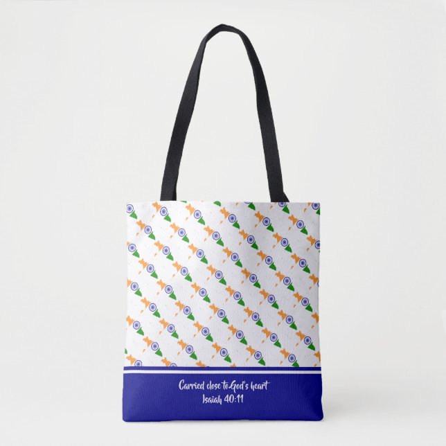 Tote Bag DRAPEAU INDIEN Patriotique Écriture personnalisabl (Devant)