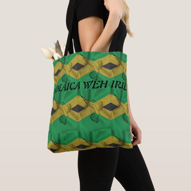 Tote Bag Drapeau jamaïcain, colibri (De près)