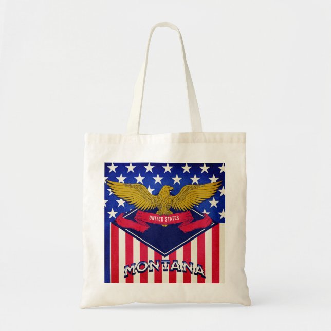 Tote Bag Drapeau Montana USA (Devant)
