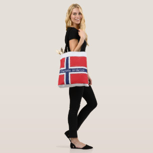 Tote Bag Drapeau norvégien personnalisé avec nom ou initial