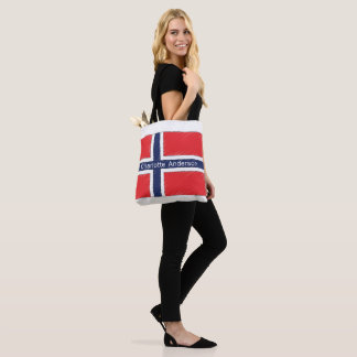 Tote Bag Drapeau norvégien personnalisé avec nom ou initial