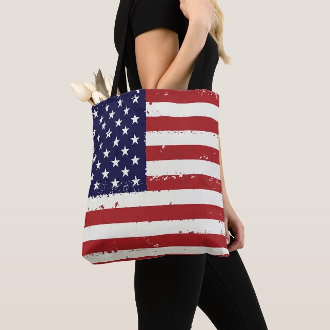 Tote Bag Drapeau Patriotique USA - Drapeau Américain - Trou (De près)