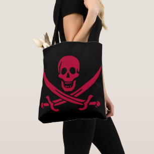 Tote Bag Drapeau pirate Crâne Rouge et Épées de Calico Jack