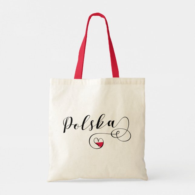 Tote Bag Drapeau polonais dans le coeur, Pologne Polska (Dos)
