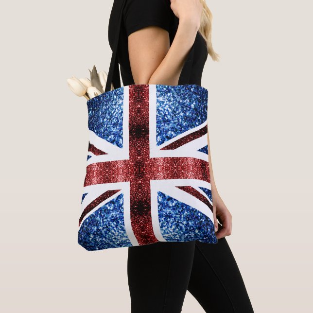 Tote Bag Drapeau rouge et bleu parties scintillant étincela (De près)