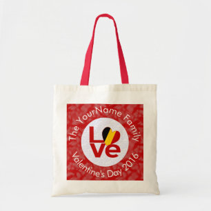 Tote Bag Drapeau rouge LOVE personnalisé de Belgique 