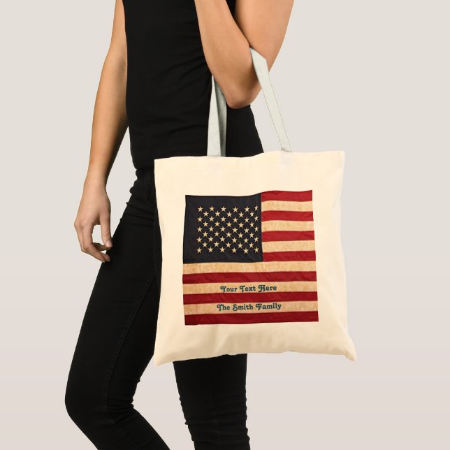 Tote Bag Drapeau vintage américain Patiné (Devant (produit))