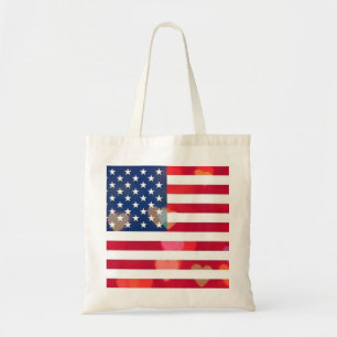 Tote Bag Drapeau vintage Patriotique USA avec des coeurs co