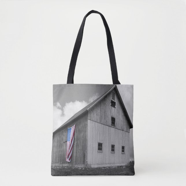 Tote Bag Drapeaux de nos agriculteurs - Grange avec drapeau (Devant)
