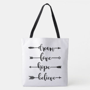 Tote Bag Dream Love Hope Believe Flèches