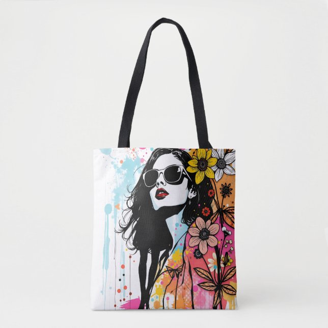 Tote Bag Dreamy Botanical Portrait Art 🦋 (Devant)