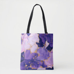 Tote Bag Dreamy Lavender alcohol inks and gold