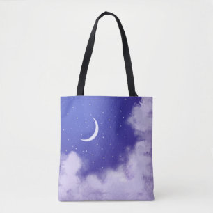 Tote Bag Dreamy Night Sky avec Crescent Moon