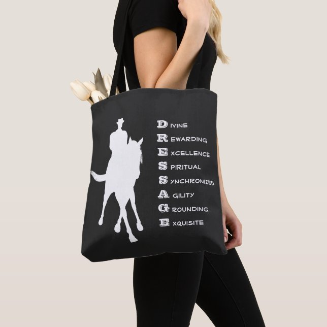 Tote Bag Dressage Est Cheval Et Rider Silhouette Dark (De près)