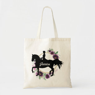 Tote Bag Dressage personnalisé Cheval équitation Nom flor