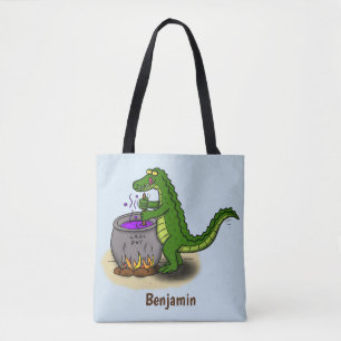 Tote Bag Drôle alligator vert cuisine dessin animé