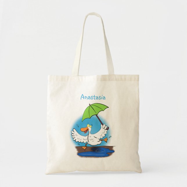 Tote Bag Drôle canard avec parapluie dessin animé (Devant)