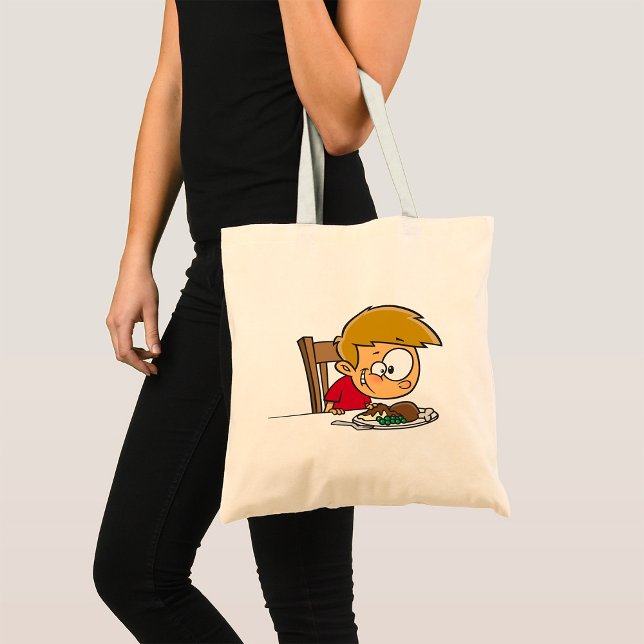 Tote Bag Drôle Cartoon Boy excité pour le dîner (Créateur téléchargé)