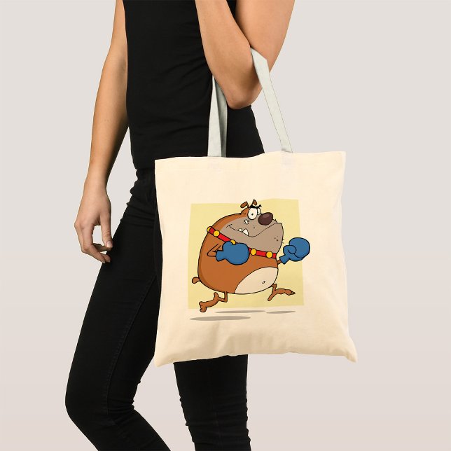 Tote Bag Drôle Cartoon Bulldog Boxer Chien (Créateur téléchargé)