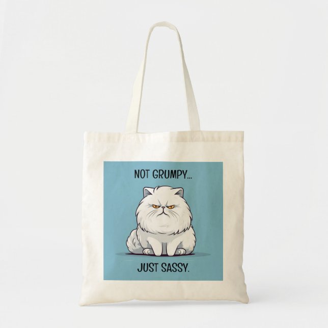 Tote Bag Drôle Cartoon Gras Chat Pas Grumpy Sassy (Devant)