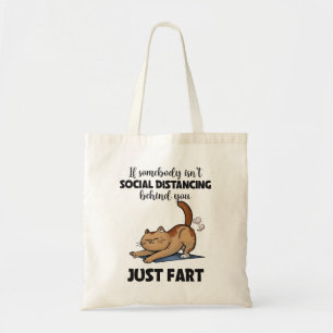 Tote Bag Drôle Chat Distances Sociales Dit