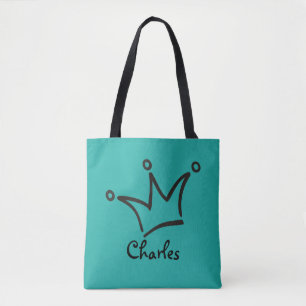 Tote Bag Drôle Couronne noir + votre dorsaire. & texte
