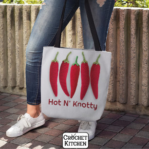 Tote Bag Drôle Crochet rouge épicé Jalapeno jeu de couteau