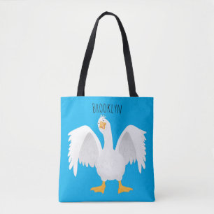 Tote Bag Drôle curieuse dessin animé d'oie domestique