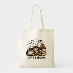 Tote Bag Drôle Cute Coffee Cats Livres Lover Idea Cadeau Fe